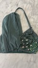 Kell   Women   s Green Mesh Rhinestone Dance Top W  Matching Skirt Overlay