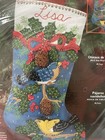 Vtg Bucilla Felt Christmas Stocking Kit Appliqu   Embroidery Holiday Birds 84957