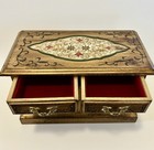 Vintage   Florentine Style  Wooden  Jewelry Box  Red Interior  10 5 X 5 In