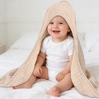 2 Pack 32x32 Inch Muslin Hooded Baby Bath Towels Brown Misty Blue Ultra Soft