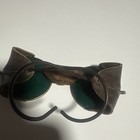 Rare Bouton Optical Welding Safety Goggles Glasses Leather Trim W green Lenses