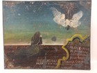 Antique 1901 Handmade Hand-painted Mexican Folk Art Ex-voto Retablo On Tin