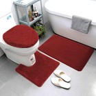 3 Piece Bathroom Rug Set Includes Bath Rug  Contour Mat And Toilet Lid Cover    