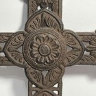 Decorative Cast Iron Wall Cross With Floral Scrollwork Design Rustic Decor