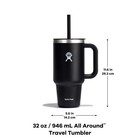 Hydroflask All Around 32 Oz Black Stainless Steel Travel Tumbler With Straw Lid