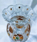 Czech Bohemia Crystal Glass - Cut Crystal Vase 12 Cm Decorated Gold And Enamel
