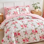 Flower Comforter Sheet Set White Bed In A Bag 6 Pieces Twin Size Dark Pink Fl   
