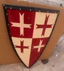 Medieval Knight Templar Red Cross Shield 28 Inch 18g Battle Armor Crusader 13th