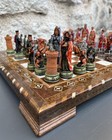 Chess Set Camelot King Arthur Hand Painted Inlaid Solid Chess Board Gift   