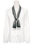 Women s Striped Contrast Color Scarf Satin Skinny Long Hair Ribbon Neck Tie