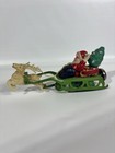 Vtg Christmas Celluloid Viscoloid Santa Claus On Sleigh Reindeer Toy Bell Japan