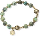 Africa Jasper Stone Beads Rosary Bracelet Catholic St  Benedict Wrist Jewelry