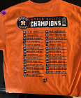 Houston Astros 2022 World Series Champs Orange T-shirt Rare Roster On Back Med