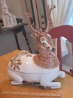 Meissen-like Porcelain Zoomorphic Stag Tureen W  Removable Horns   Cover Euc 