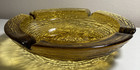 Mcm Glass Vintage Anchor Hocking Soreno Large Heavy Ashtray Bird Nest Amber
