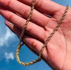 Waterproof 18k Gold Plated Stainless Steel Twisted Rope Chain Necklace For Mens
