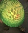 Vtg Tiffany Style Turtle Lamp Brass Cast Iron Green Glass Nightlight Art Nouveau