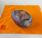 Japanese Bizen Kogo Incense Box Pottery Signed Wooden Box