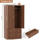 Clothing Wardrobe 2 Doors 2 Drawers Elegant Wave Pattern Wooden Freestanding