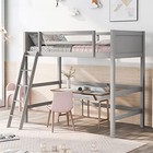  Twin Size Junior Loft Bed With Slide Wood Loft Bunk Bed For Girls Boys space 