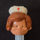 Vintage Pez Dispenser Brunette Hair Nurse No Feet Light Blue Base Austria 1960s