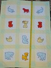Vintage Baby Blanket Handmade Crib Quilt Yellow Green Baby Animals Granny Quilt