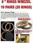 8  Mdf Wood Speaker Subwoofer Mounting Spacer Rings Recessed With Bezel 10 Pairs