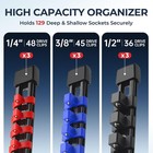 9 Pcs Socket Holder Organizer Mountable Sliding Rail Rack 129 Slot 14 Inch Abs