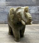 Vintage Hand Carved Green Onyx Elephant Figurine Stone Statue Decor  b 