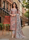 Designer Peach Floral Print Cotton Salwar Suit For Women   Casual   Festive Wear
