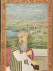 Mughal Miniature Painting On Wasli Depecting Seated Sufi Mystic In A Landscape 
