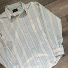 Vintage 60s 70s Jc Penney Mens M Button Down Shirt Blue White Stripe Long Sleeve