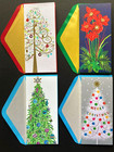 Papyrus Christmas Cards Set Of 4 Assorted Decorated Tree Amaryllis Glitter Lot