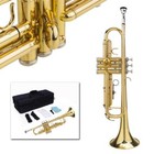 New Trumpet Bb B Flat Brass Gold With Mouthpiece Strap Gloves Case For Beginner