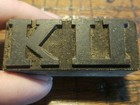 Vintage Letterpress Printing Block  Advertising Logo- K U-b1