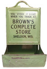 Sheldon Wi  Vtg  Browns Complete Store Match Safe Holder Green Metal Advertising