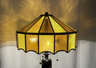 Antique Vtg 16  Slag Stained Glass Lamp Shade Art   Crafts Mission Caramel Amber