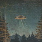 Vintage Ufo Alien Camping Wall Art  Sci-fi Nature Poster  Nhi Campsite Uap Decor