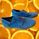 Alpine Swiss Mens Blue Suede Wingtip Brogue Oxford Size 11 Genuine Leather Upper