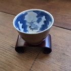 Antique Chinese Hand Painted Porcelain Tea Cup Blue   White Fish 