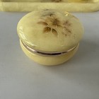 Vintage Italian Cream Alabaster Tray Trinket Per Vanity Set Trim     Made In Italy