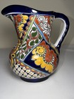 Talavera Pitcher Folk Art Multicolor Mexican Hand Painted Pottery Kitchen 10   