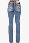 Miss Me Women s Blue Embellished Wing Faux Flap Pocket Mid-rise Bootcut Jeans 27