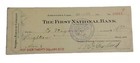 1913 Bank Check  The First National Bank  Jamestown  Ca
