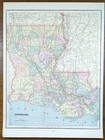 Vintage 1891 Louisiana Map 14 x10  Old Antique Original New Orleans Baton Rouge