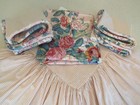Vintage Shabby Chic Style Queen Bed Skirt  King Shams  Tablecloth Euc