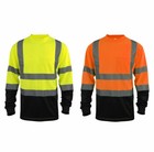 Hi Vis Ansi Class 3 Reflective Tapes Safety Work T-shirt Black Front Bottom 