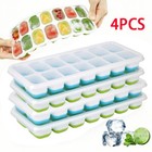 Ice Cube Tray  4 Pack Silicone Ice Tray  14 Ice Cube Molds With Lids  Stackable