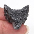 Wolf Head Pendant Natural Larvikite Labradorite Crystal Reiki Healing Necklace