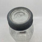 Vintage Antique Ball Waffle Grid Pattern Glass Jar W  Glass   Metal Lid 